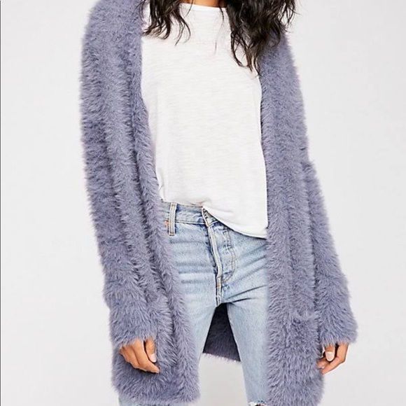 Faux Fur Open Front Cardigan Rain 